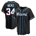 TRASK M.Marlins #34 Liam Hicks Player Black Fashion Out Home Game Stitched Jerseys