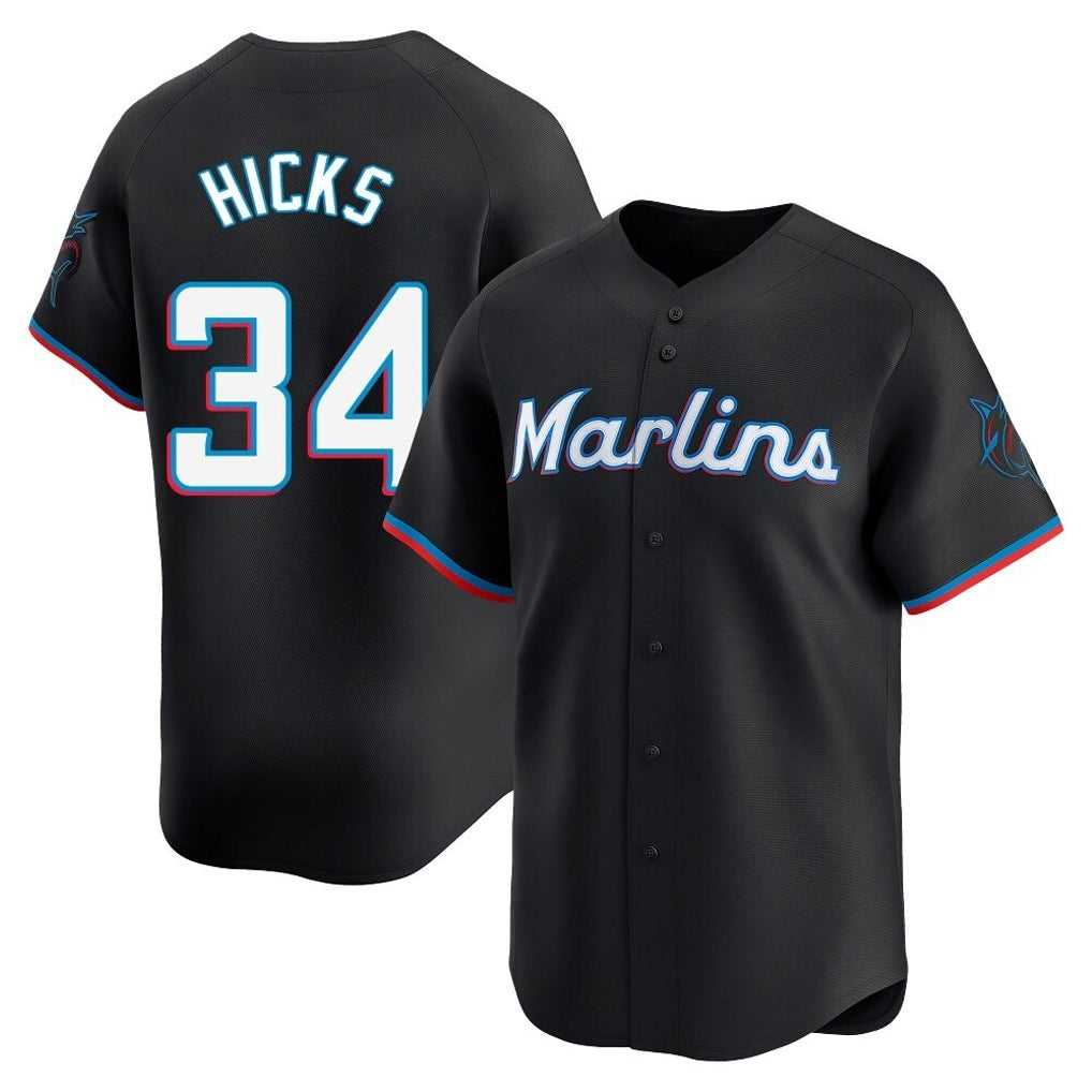 TRASK M.Marlins #34 Liam Hicks Player Black Home Limited Stitched Jerseys