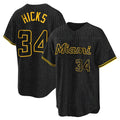 TRASK M.Marlins #34 Liam Hicks Player Black Snake Skin City Home Game Stitched Jerseys