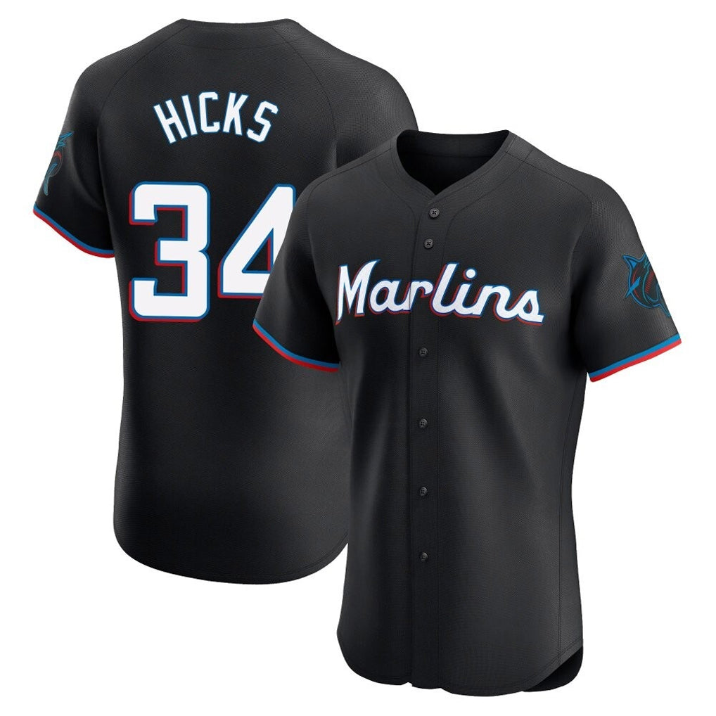 TRASK M.Marlins #34 Liam Hicks Player Black Vapor Home Limited Elite Stitched Jerseys