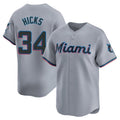 TRASK M.Marlins #34 Liam Hicks Player Gray Home Limited Stitched Jerseys