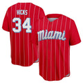 TRASK M.Marlins #34 Liam Hicks Player Red City Connect Home Game Stitched Jerseys