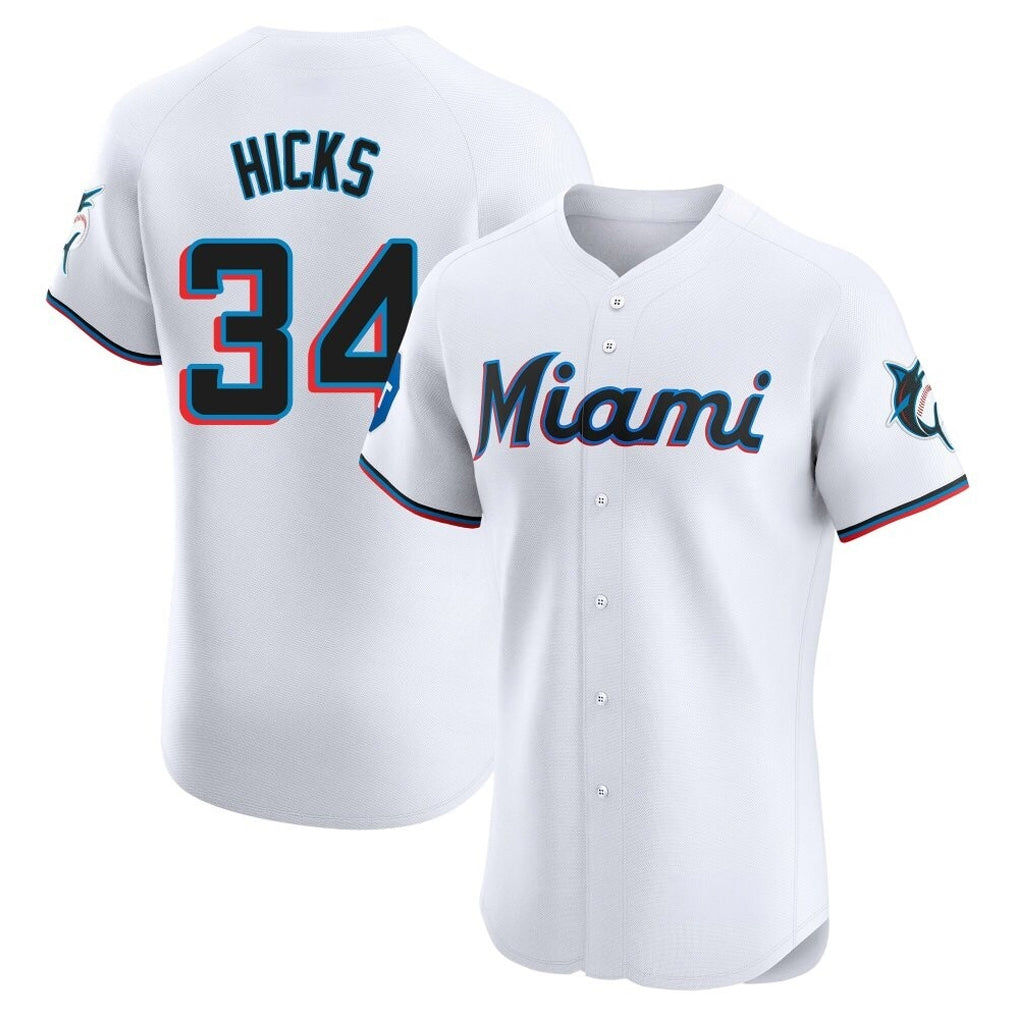 TRASK M.Marlins #34 Liam Hicks Player White  Home Limited Elite Stitched Jerseys