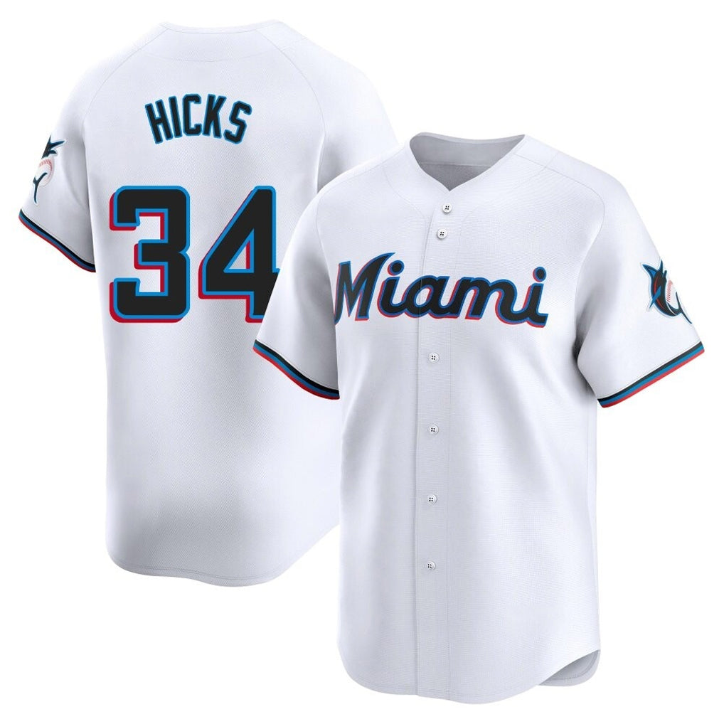 TRASK M.Marlins #34 Liam Hicks Player White  Home Limited Stitched Jerseys