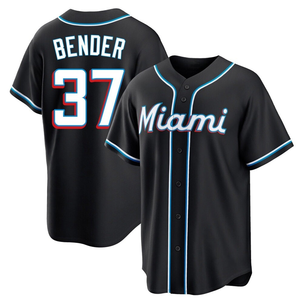 TRASK M.Marlins #37 Anthony Bender Player Black Fashion Out Home Game Stitched Jerseys