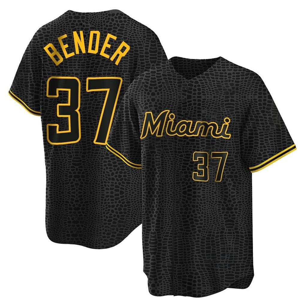 TRASK M.Marlins #37 Anthony Bender Player Black Snake Skin City Home Game Stitched Jerseys