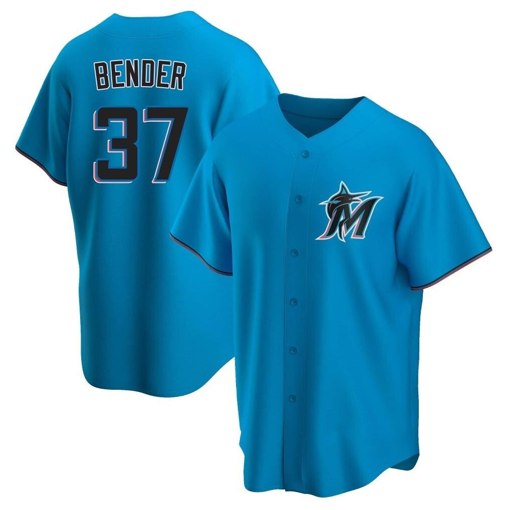 TRASK M.Marlins #37 Anthony Bender Player Blue Home Game Stitched Jerseys