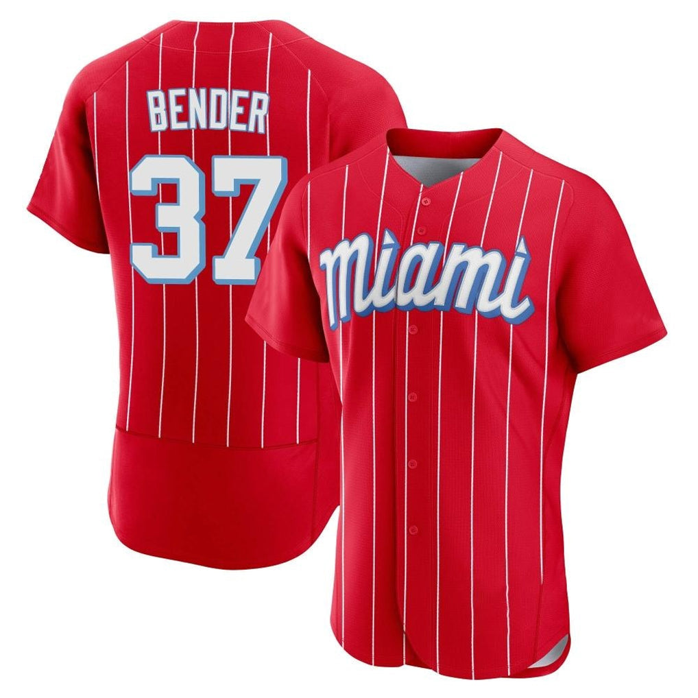 TRASK M.Marlins #37 Anthony Bender Player Red City Connect Home Limited Elite Stitched Jerseys