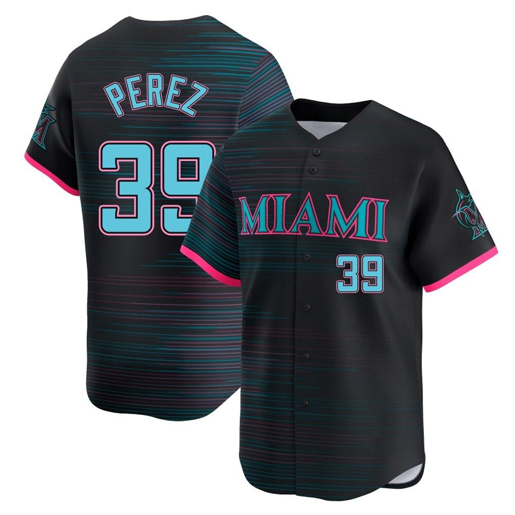 TRASK M.Marlins #39 Eury Perez Player Black City Connect Home Limited Stitched Jerseys