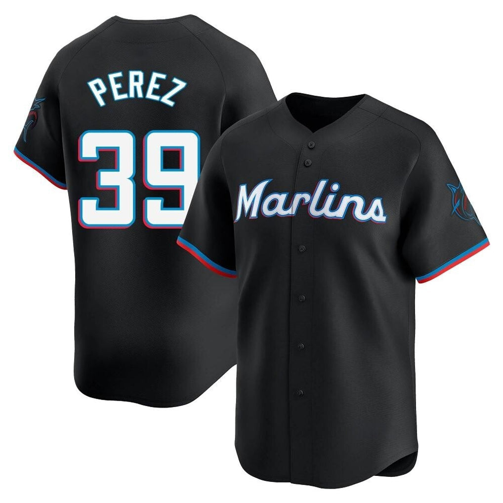 TRASK M.Marlins #39 Eury Perez Player Black  Home Limited Stitched Jerseys