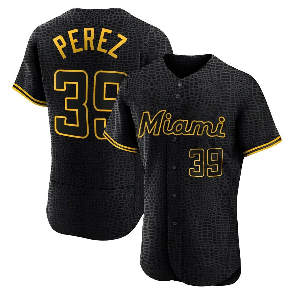 TRASK M.Marlins #39 Eury Perez Player Black Snake Skin City Home Limited Elite Stitched Jerseys