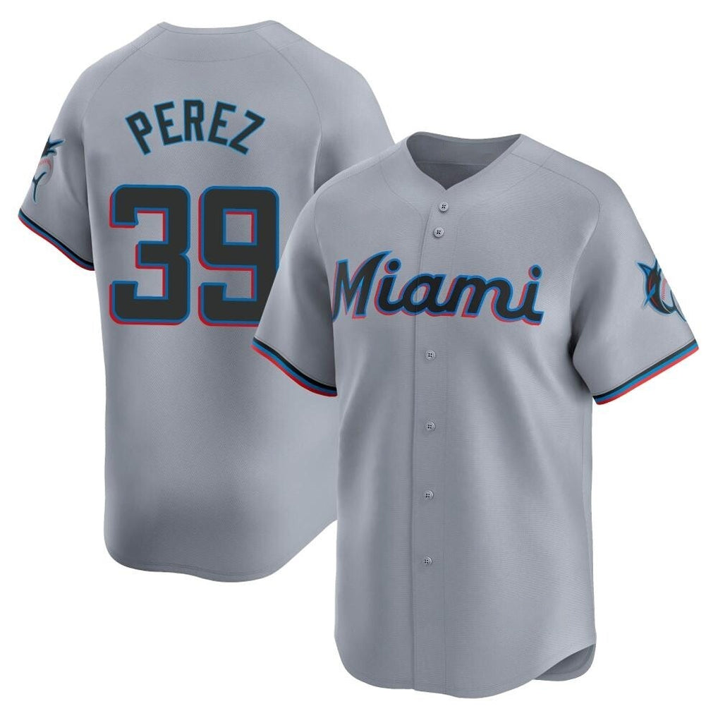 TRASK M.Marlins #39 Eury Perez Player Gray Home Limited Stitched Jerseys