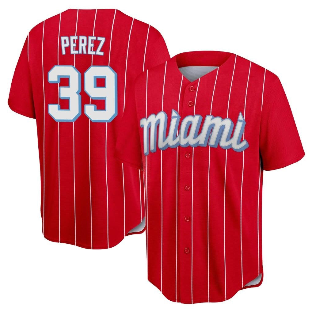 TRASK M.Marlins #39 Eury Perez Player Red City Connect Home Game Stitched Jerseys