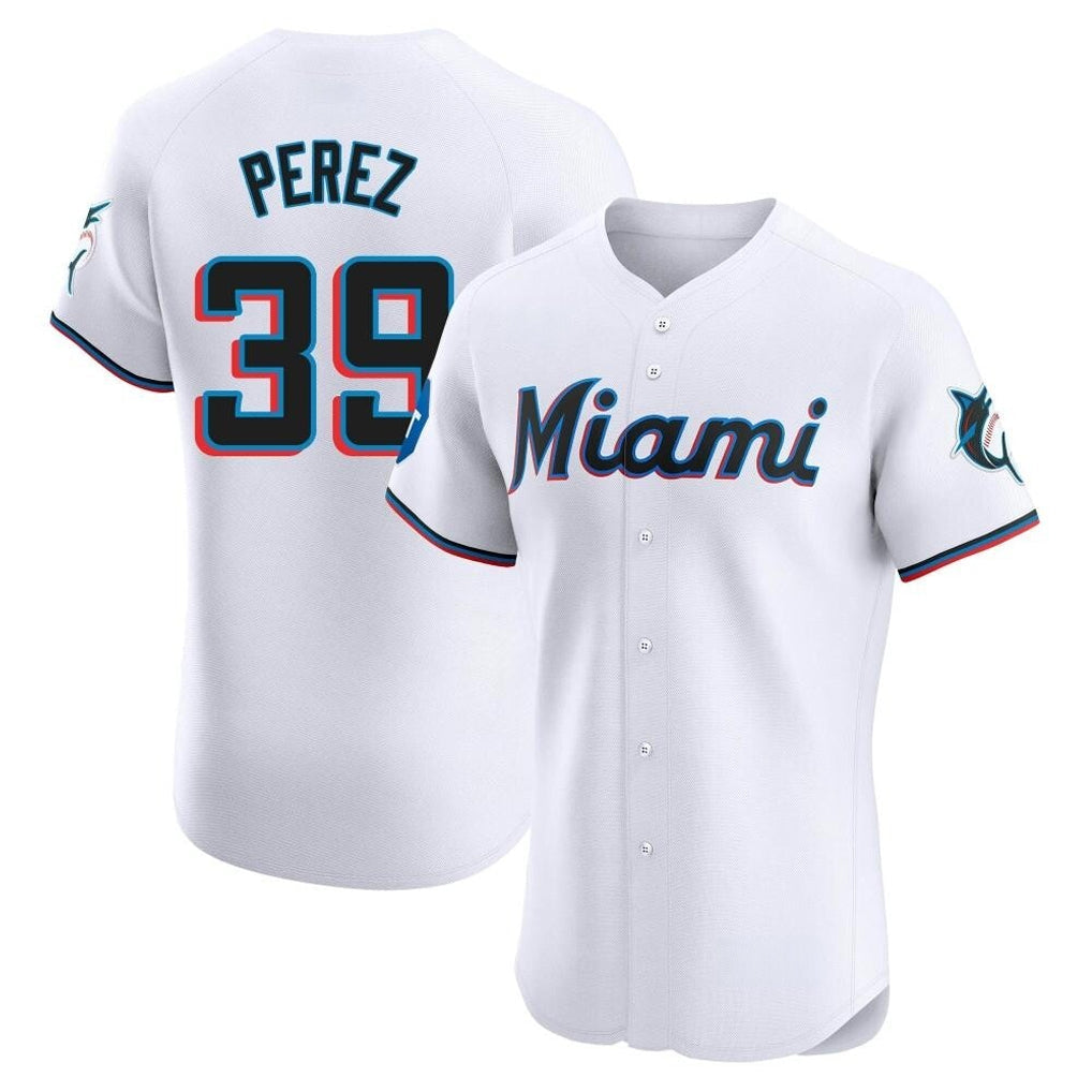 TRASK M.Marlins #39 Eury Perez Player White  Home Limited Elite Stitched Jerseys