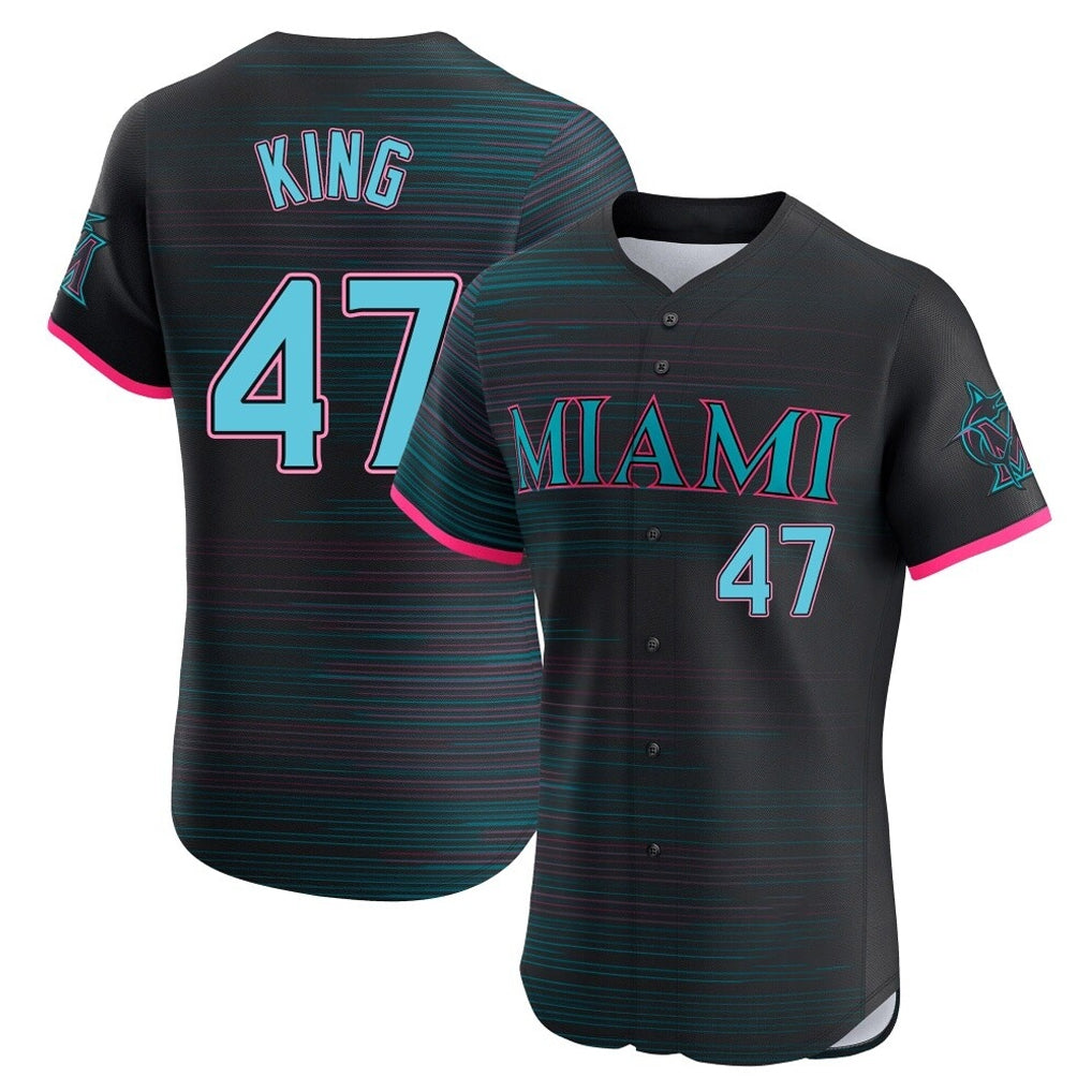 TRASK M.Marlins #47 John King Player Black City Connect Home Limited Elite Stitched Jerseys
