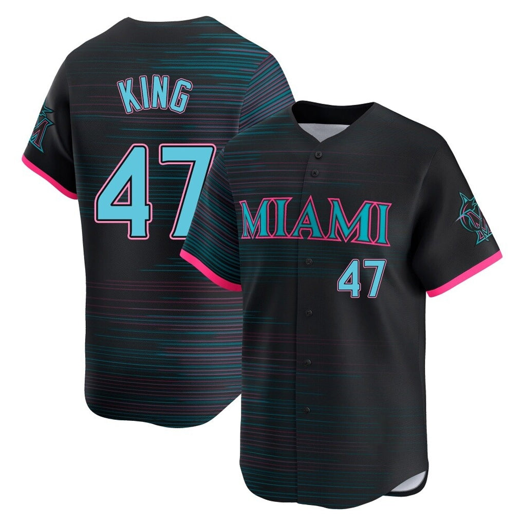 TRASK M.Marlins #47 John King Player Black City Connect Home Limited Stitched Jerseys