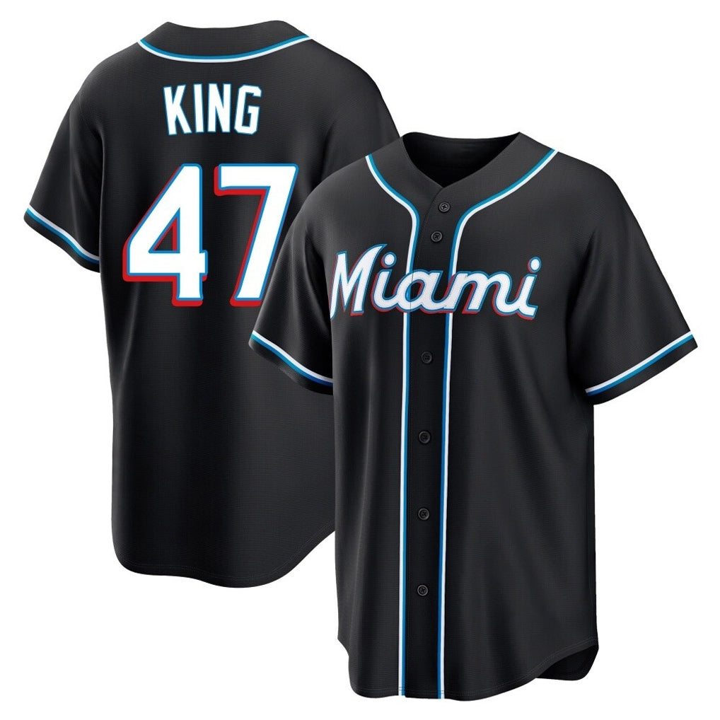 TRASK M.Marlins #47 John King Player Black Fashion Out Home Game Stitched Jerseys