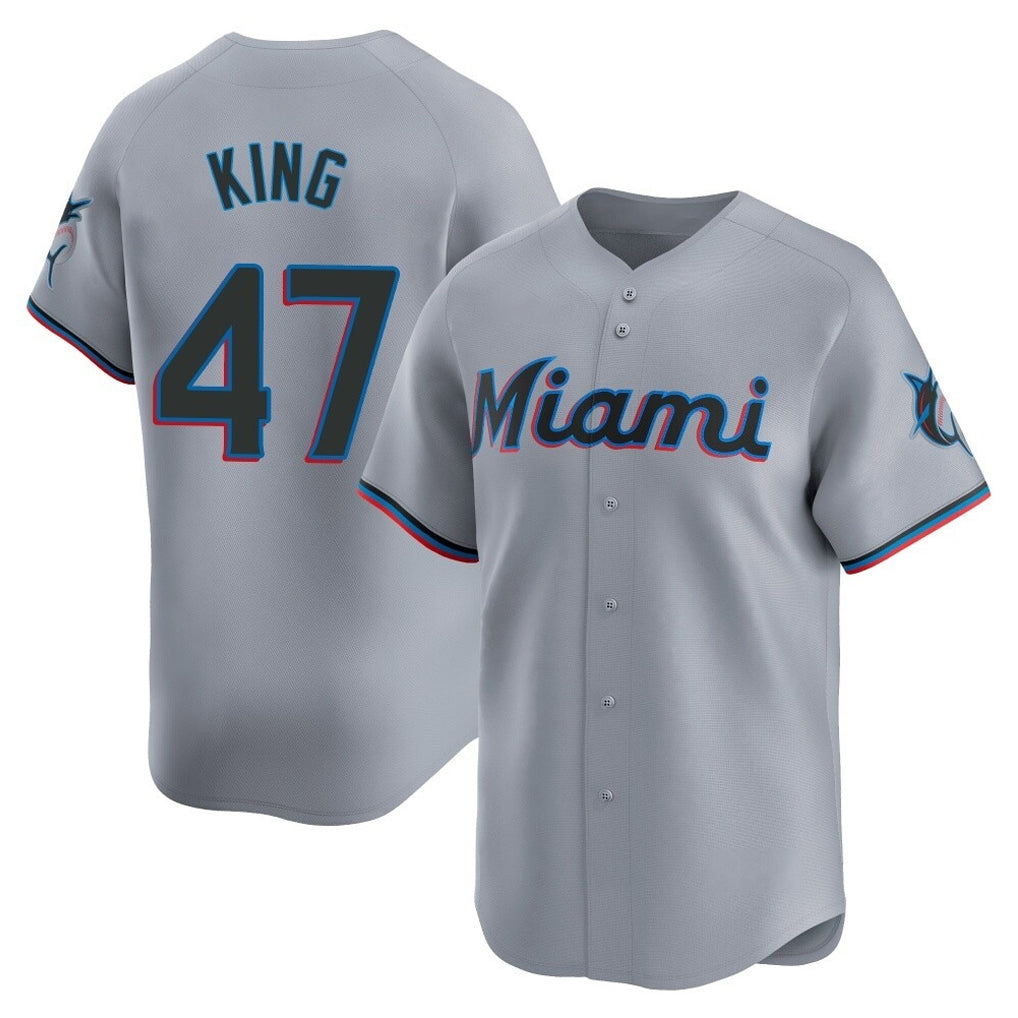 TRASK M.Marlins #47 John King Player Gray  Home Limited Stitched Jerseys
