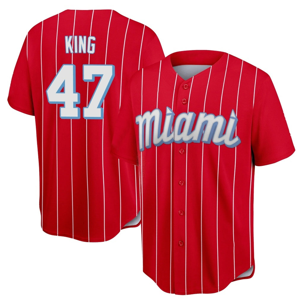 TRASK M.Marlins #47 John King Player Red City Connect Home Game Stitched Jerseys