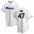 TRASK M.Marlins #47 John King Player White  Home Game Stitched Jerseys