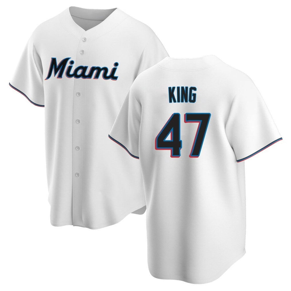 TRASK M.Marlins #47 John King Player White  Home Game Stitched Jerseys