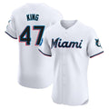 TRASK M.Marlins #47 John King Player White  Home Limited Elite Stitched Jerseys