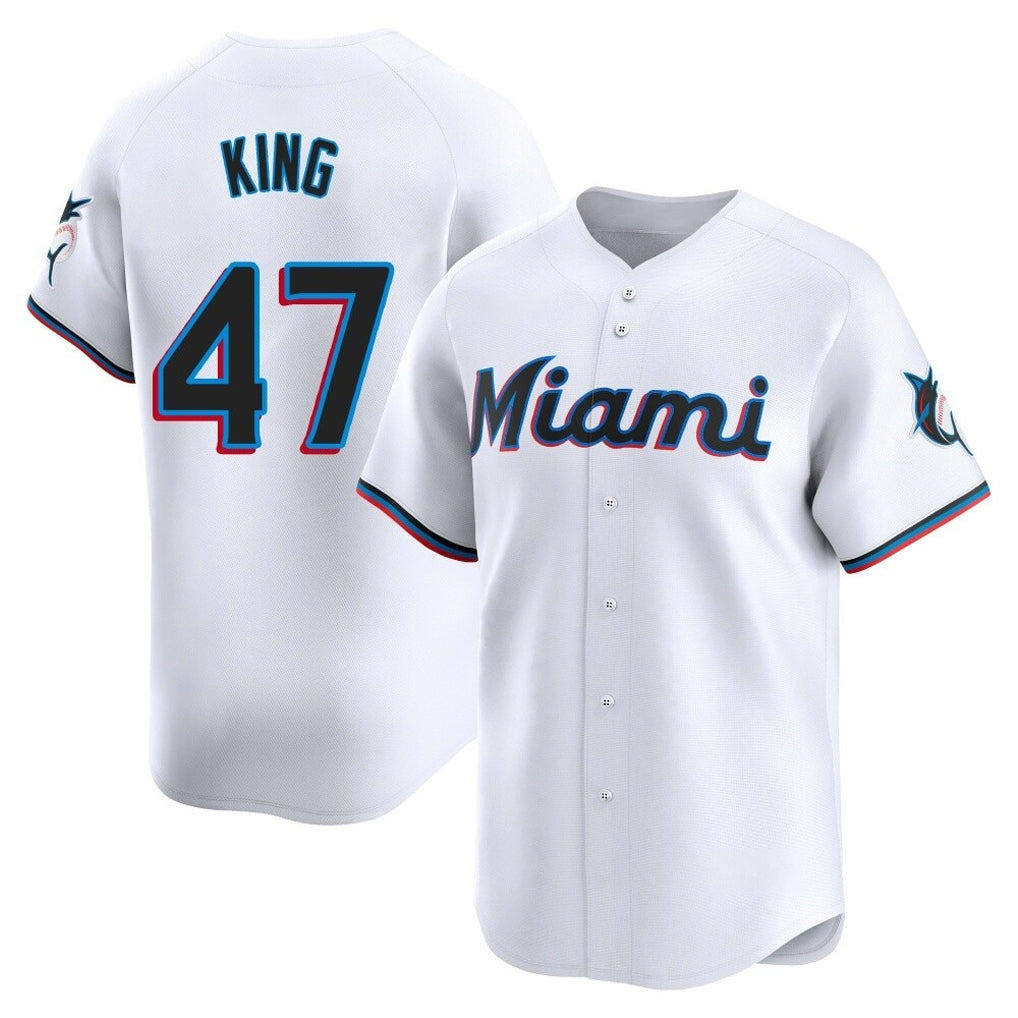 TRASK M.Marlins #47 John King Player White  Home Limited Stitched Jerseys