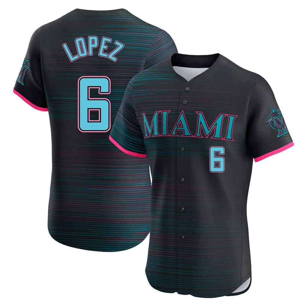 TRASK M.Marlins #6 Otto Lopez Player Black City Connect Home Limited Elite Stitched Jerseys