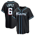 TRASK M.Marlins #6 Otto Lopez Player Black Fashion Out Home Game Stitched Jerseys