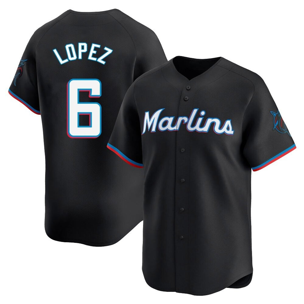 TRASK M.Marlins #6 Otto Lopez Player Black  Home Limited Stitched Jerseys