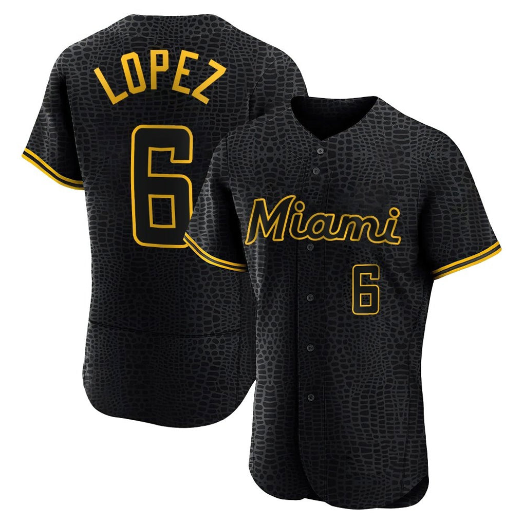 TRASK M.Marlins #6 Otto Lopez Player Black Snake Skin City Home Limited Elite Stitched Jerseys