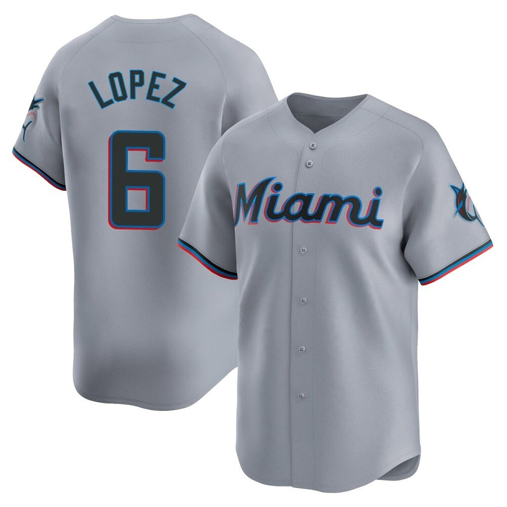 TRASK M.Marlins #6 Otto Lopez Player Gray Home Limited Stitched Jerseys