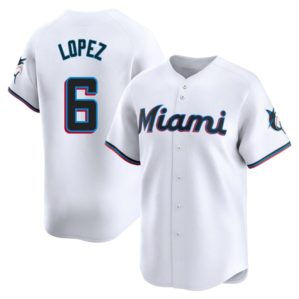 TRASK M.Marlins #6 Otto Lopez Player White  Home Limited Stitched Jerseys
