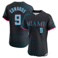 TRASK M.Marlins #9 Xavier Edwards Player Black City Connect Home Limited Elite Stitched Jerseys