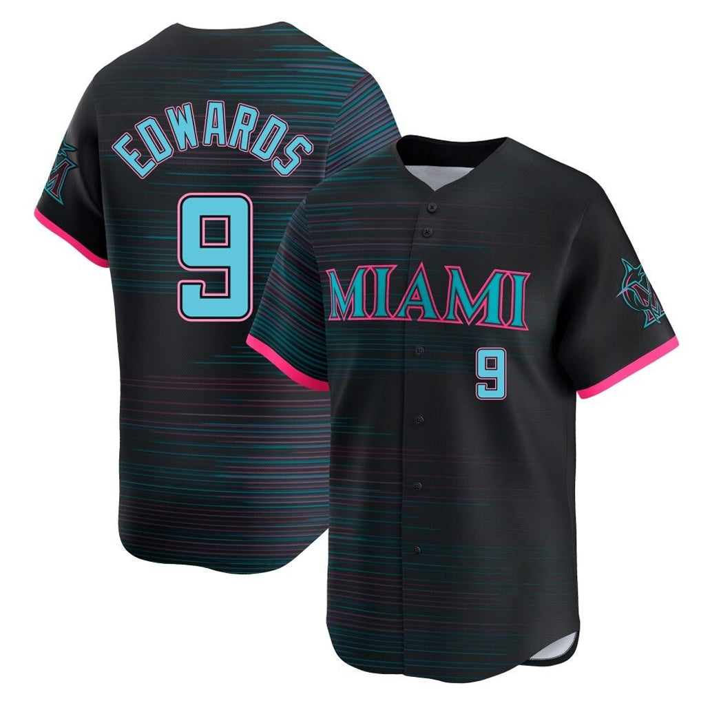 TRASK M.Marlins #9 Xavier Edwards Player Black City Connect Home Limited Stitched Jerseys