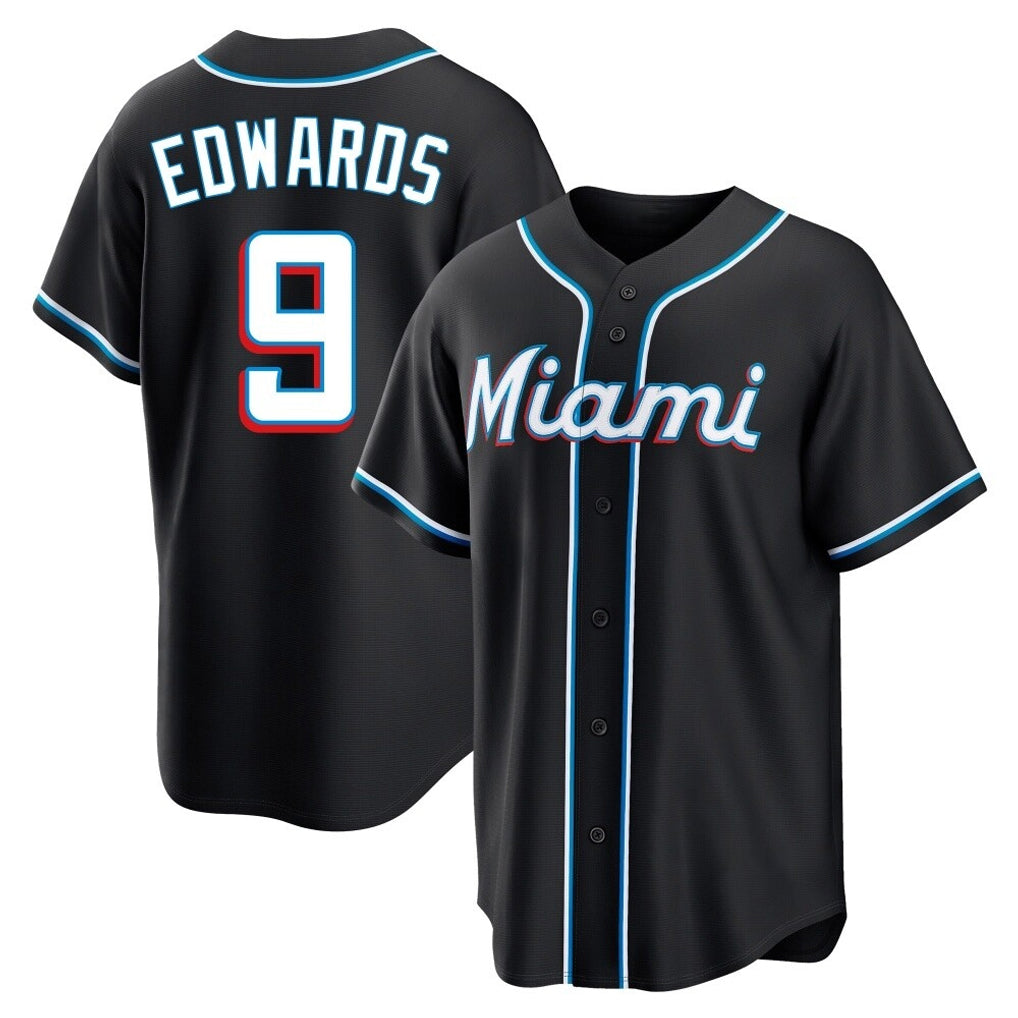 TRASK M.Marlins #9 Xavier Edwards Player Black Fashion Out Home Game Stitched Jerseys