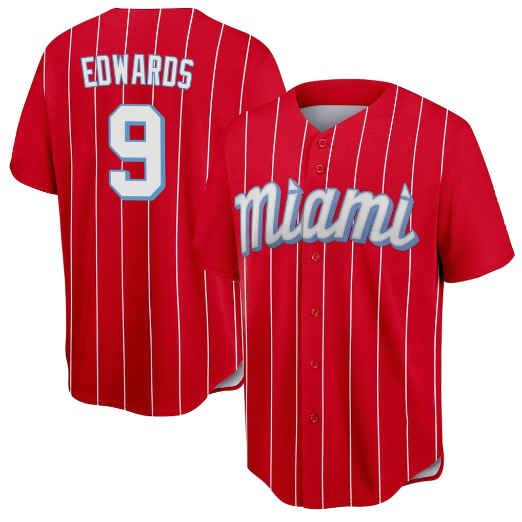 TRASK M.Marlins #9 Xavier Edwards Player Red City Connect Home Game Stitched Jerseys