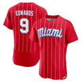 TRASK M.Marlins #9 Xavier Edwards Player Red City Connect Home Limited Elite Stitched Jerseys