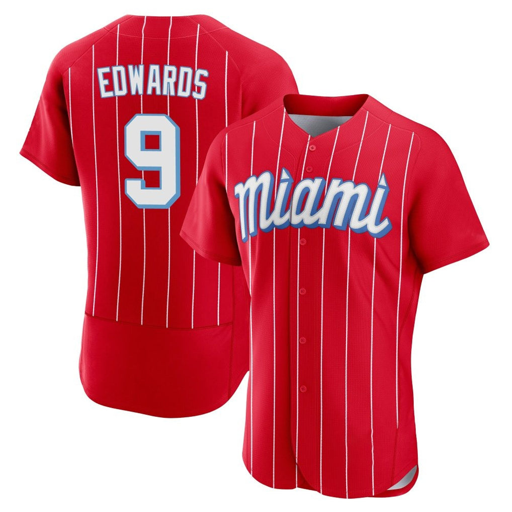 TRASK M.Marlins #9 Xavier Edwards Player Red City Connect Home Limited Elite Stitched Jerseys