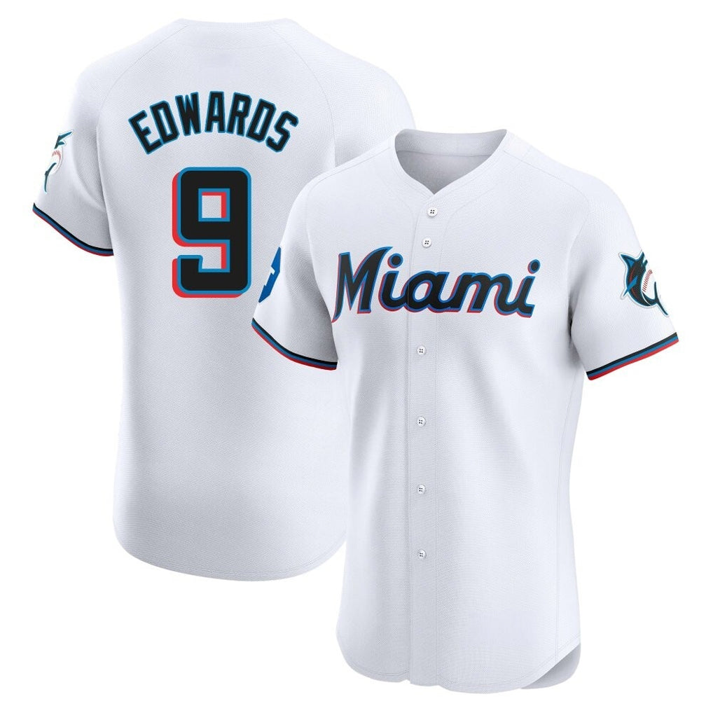 TRASK M.Marlins #9 Xavier Edwards Player White  Home Limited Elite Stitched Jerseys