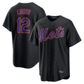 TRASK NY.Mets #12 Francisco Lindor Player Black Alternate Home Game Stitched Jerseys