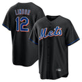 TRASK NY.Mets #12 Francisco Lindor Player Black Replica Home Game Stitched Jerseys