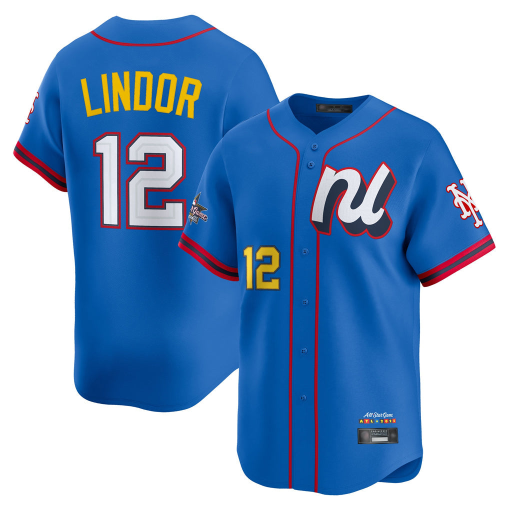TRASK NY.Mets #12 Francisco Lindor Player Blue All-Star Edition Limited Stitched Jerseys