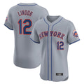 TRASK NY.Mets #12 Francisco Lindor Player Gray Road Limited Elite Home Stitched Jerseys