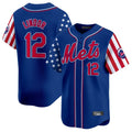 TRASK NY.Mets #12 Francisco Lindor Player Royal 2025 Independence Day Vapor Premier Limited  Stitched Jerseys