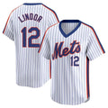 TRASK NY.Mets #12 Francisco Lindor Player White Cooperstown Collection T-shirt Game Stitched Jerseys