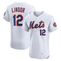 TRASK NY.Mets #12 Francisco Lindor Player White Home Limited Elite Stitched Jerseys