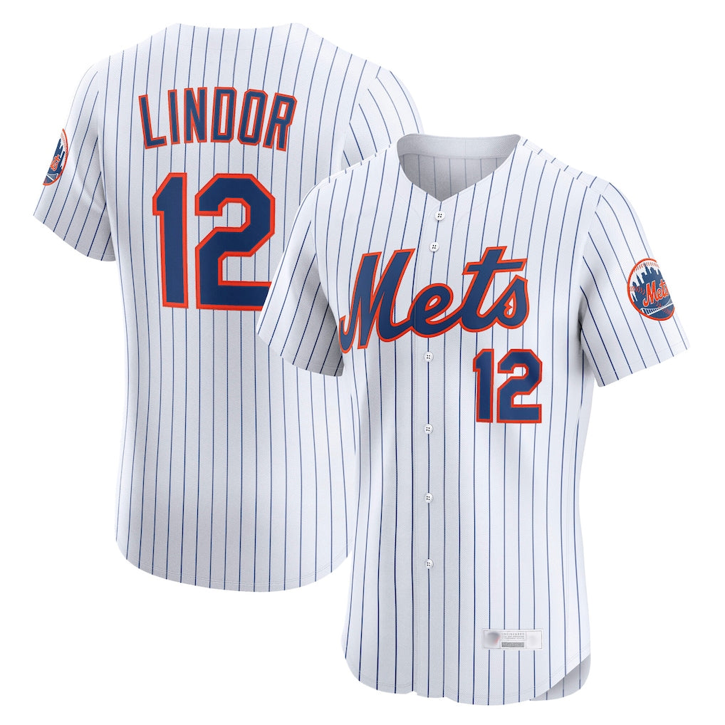 TRASK NY.Mets #12 Francisco Lindor Player White Home Limited Elite Stitched Jerseys