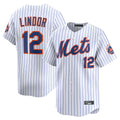 TRASK NY.Mets #12 Francisco Lindor Player White Home Limited Stitched Jerseys