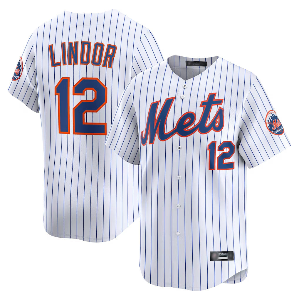 TRASK NY.Mets #12 Francisco Lindor Player White Home Limited Stitched Jerseys